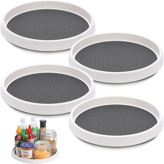 Lazy Susan Turntable, Set of 4, 10 Inch Non-Skid Lazy Susan Organizer for Cabinet, Pantry Organization, Kitchen organizer, Bathroom Sink Cabinet, Refrigerator, Countertop, Spice Rack (4 Pack 10 in)